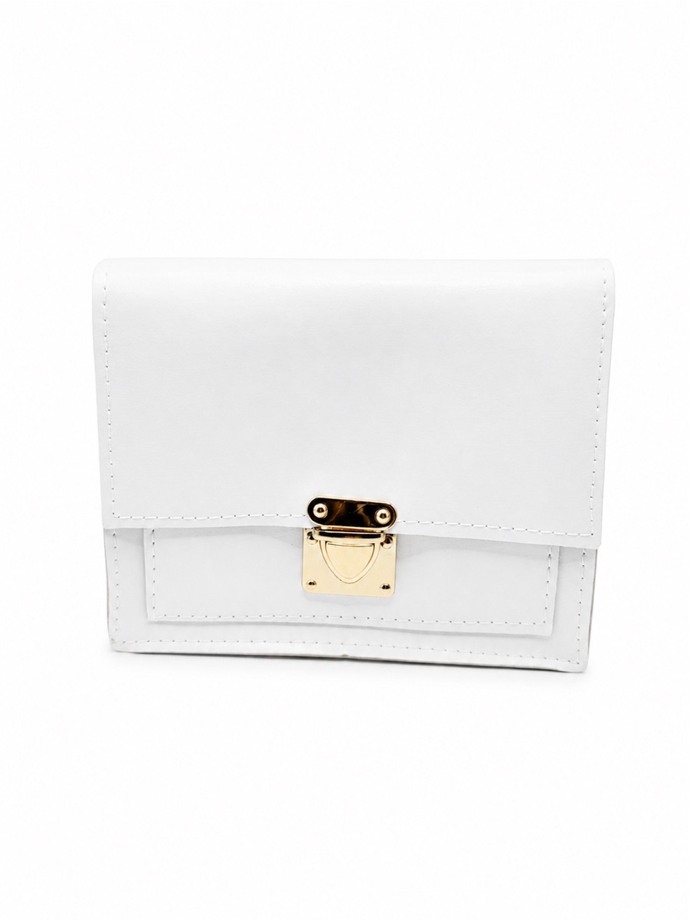 White Faux Leather Crossbody Bag Small Square Gold Chain Shoulder Purse NEW - Picture 4 of 8